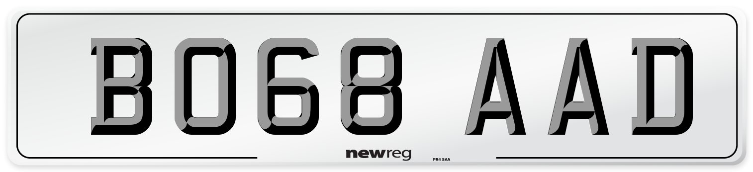 BO68 AAD Number Plate from New Reg